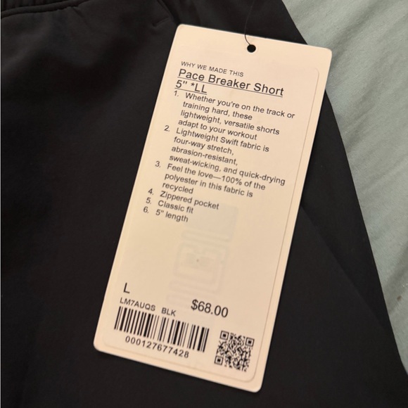 Lululemon Pace Breaker Short 5” Black Large NWT - Picture 2 of 8